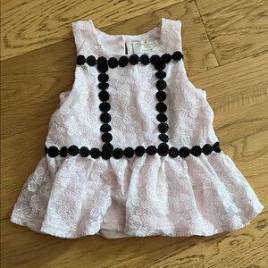 2T - KATE SPADE - Pink Lace Top with Black Accents